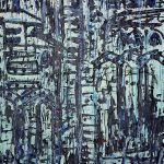 Rami Lazkani The ultimate ascension and descension pastelli olio acrilico e carboncino su tela 100x140 cm 2023