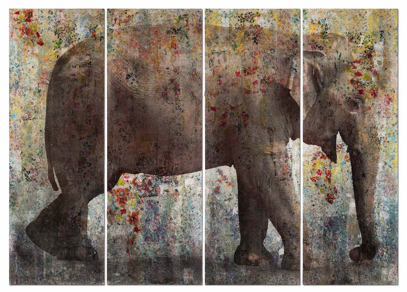 Manuel Felisi Elefante 2020 tecnica mista su legno 300 x 421 cm copia