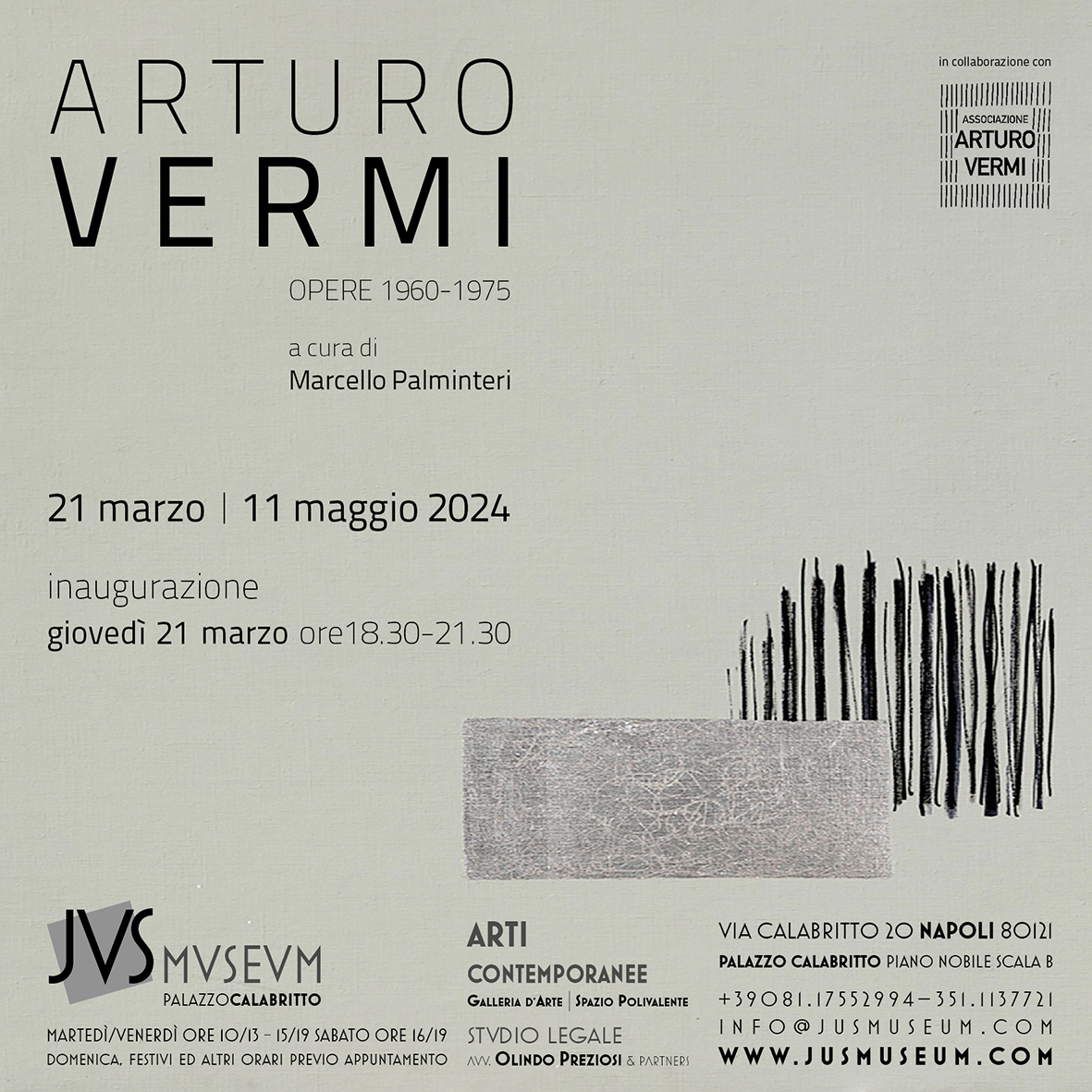 INVITO ARTURO VERMI OPERE 1960 1975 JUS MUSEUM 21 MARZO 2024