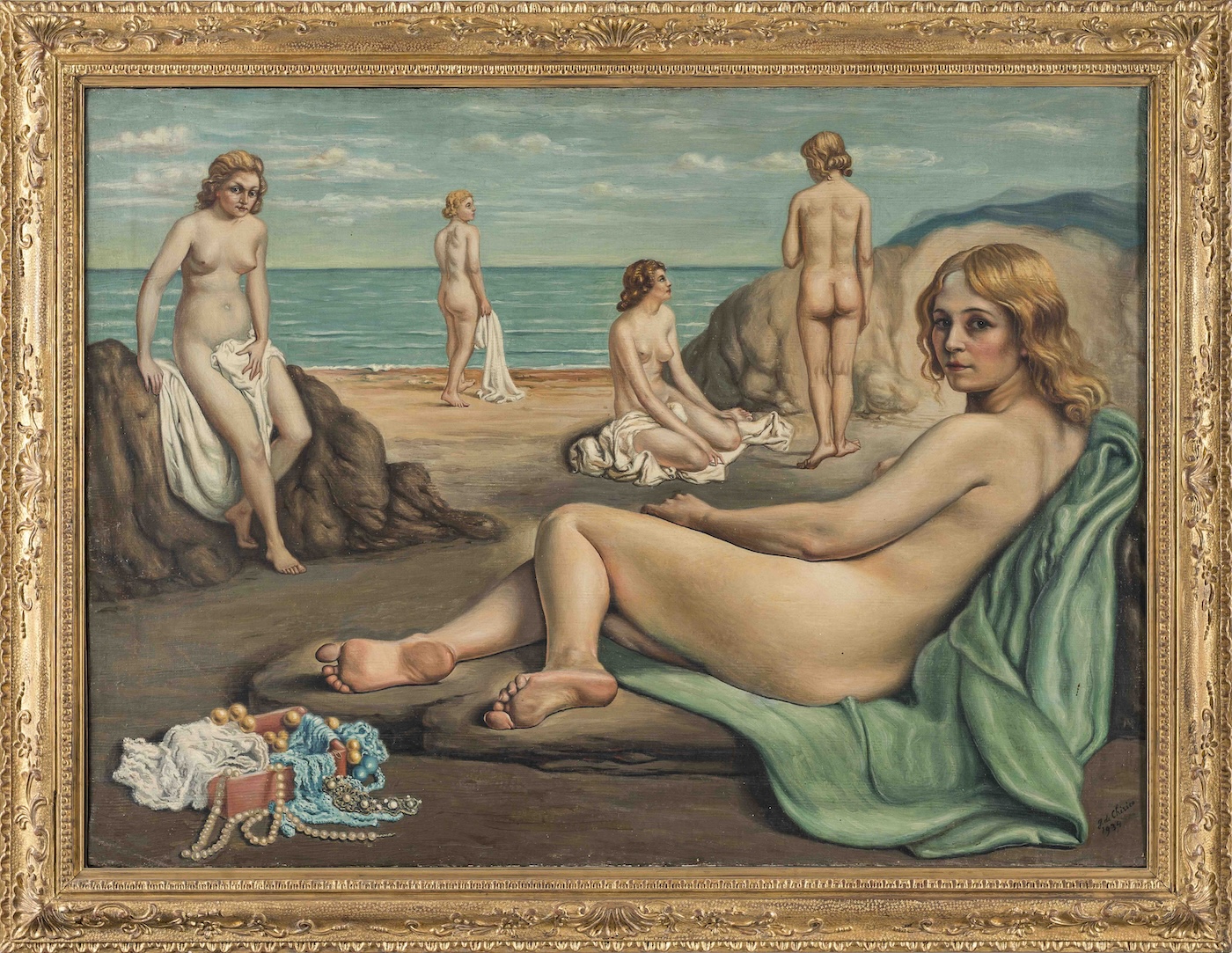 039 de chirico giorgio bagnanti sopra una spiaggia 1934 olio su tela